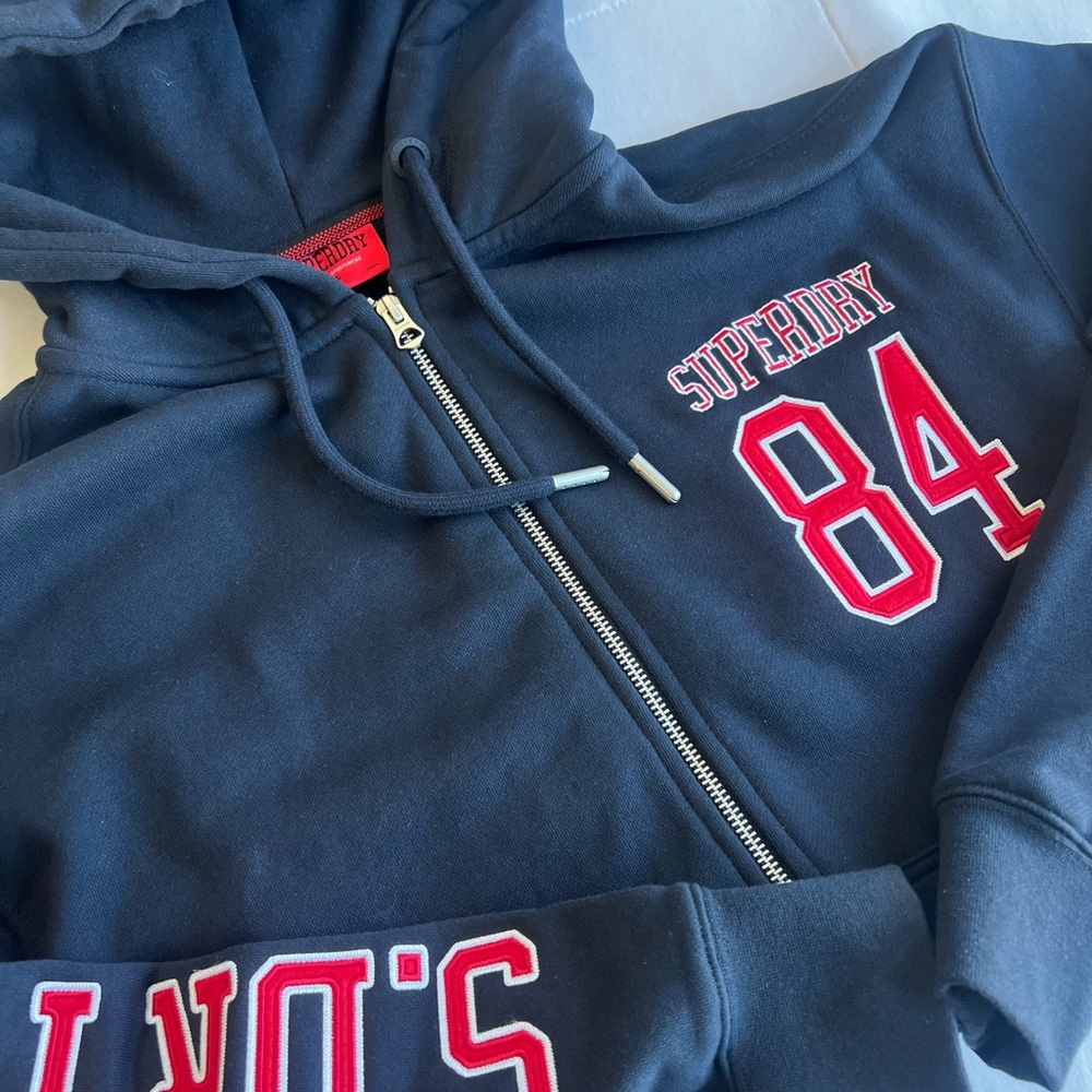 Superdry Navy Hoodie Jacket with Red Applique